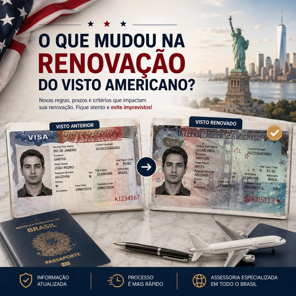Imagem ilustrativa para o artigo O que mudou na renovação do visto americano? da Genuína Conexão